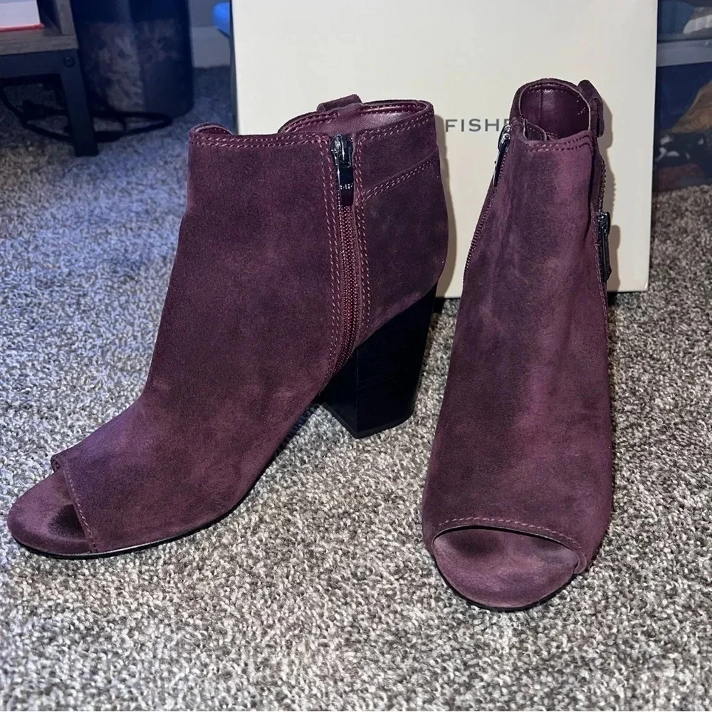 Mark Fisher Peep Toe Suede Booties Size 10M